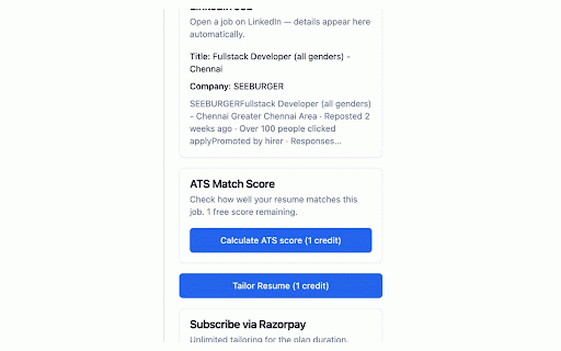 LinkPass :: Tailor your resume to LinkedIn job postings with ATS scoring and one-click PDF export.