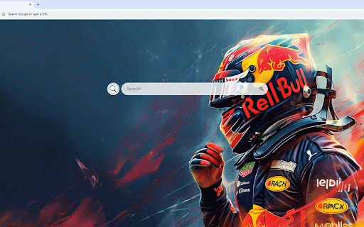 Red Bull Racing Live Wallpaper :: Red Bull Racing F1 driver with iconic helmet against dramatic backdrop of fiery orange and cool blue energy effects.