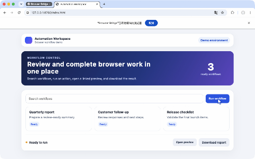 Browser Bridge :: Connects Chromium-family browsers to local automation tools through Native Messaging and the Chrome DevTools Protocol.