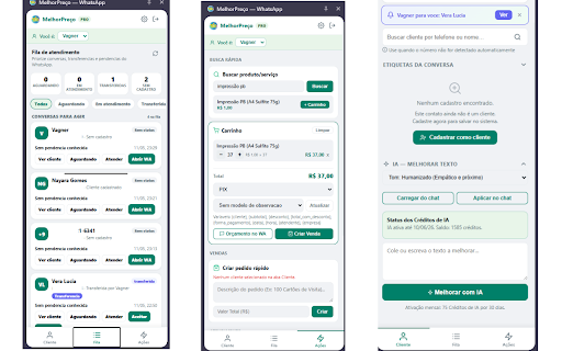 MelhorPreço — WhatsApp :: Integração do WhatsApp Web com o sistema MelhorPreço: consulta de clientes, histórico de pedidos e mensagens prontas.