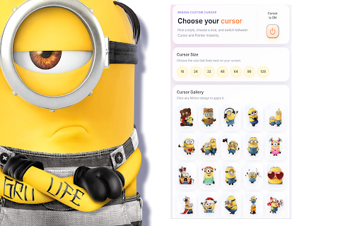 Minion Cursor :: Minion cursor for chrome. Choose your favorite Minion custom cursor with this extension. Created for Minion fans.