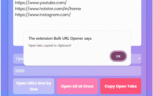 Bulk URL Opener :: Open multiple URLs at once, one by one, or with a delay.