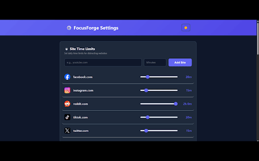 FocusForge :: AI-powered doomscroll blocker that coaches you to build better habits. Stop wasting time, start achieving goals.