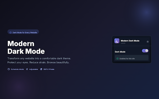 Modern Dark Mode :: Intelligent dark mode with brightness, contrast, schedule, and per-site settings