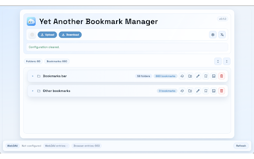Yet Another Bookmark Manager :: Manage and sync bookmarks with optional WebDAV support.