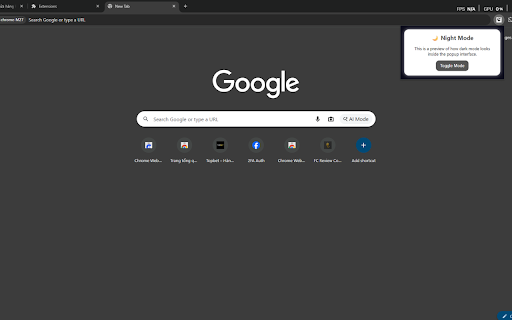 Night Mode Preview :: Toggle a dark mode preview inside the popup interface.