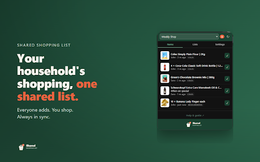 SharedShoppingList :: Shared shopping lists for your favourite stores — family adds items, you action them.