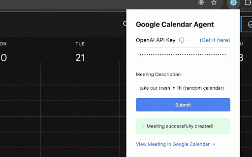 Google Calendar Agent :: Quickly create calendar events from meeting descriptions