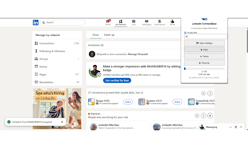 LinkedIn ConnectEase :: Connections made effortlessly. Safely manage LinkedIn invitations.