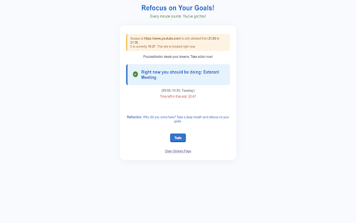Stay Focused: Habit & Distraction Manager :: A beautiful dashboard to manage your habits, focus links, and block distractions. Stay productive every day!
