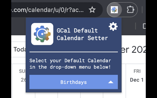 GCal Default Calendar Setter Tester :: This extension allows you to set your own default Google Calendar