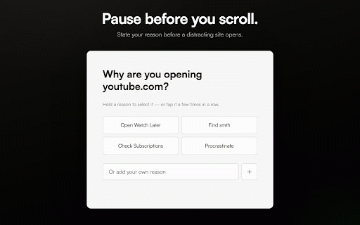 Naze: Mindful Website Blocker :: A mindful social media blocker and focus extension: pause, state why, set a time limit, and stop mindless browsing
