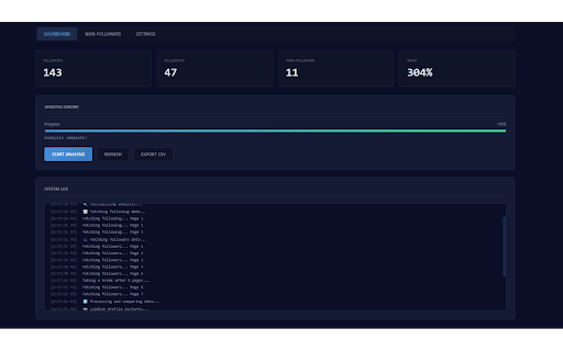 Instagram Unfollower Tracker - Who Unfollowed Me :: Track who unfollowed you on Instagram. Analyze followers & following, detect unfollowers, manage with smart rate limits.