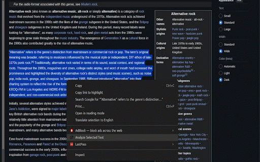Text Analyzer :: Analyze selected text using AI-powered analysis service
