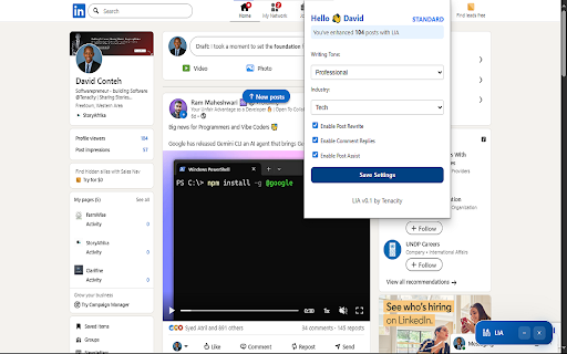 LIA - LinkedIn Intelligent Assistant :: AI-powered assistant for LinkedIn posts and comments. Generate, edit, improve and enhance your LinkedIn presence with ease.