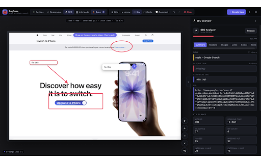 BugTest: Visual Bug Reporter, Screenshot & Web QA :: Bug reporter for web QA: screenshot, annotate, capture console + network errors, and export to Jira, GitHub, Linear or PDF.