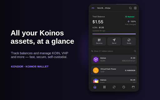 Kondor Wallet :: A wallet extension for the Koinos blockchain