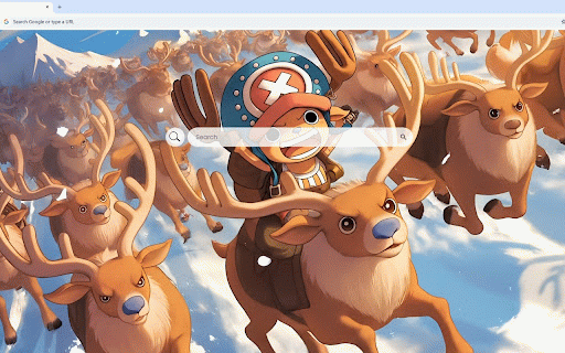 Tony Tony Chopper Reindeer Rush Live Wallpaper :: Tony Tony Chopper riding reindeer herd through snowy landscape with mountain backdrop.