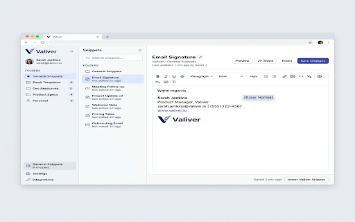 Valiver :: Powerful text expansion and snippet tool for efficient typing.