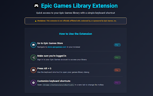 Epic Games Library Extension :: Show library of owned games in Epic Games Store.