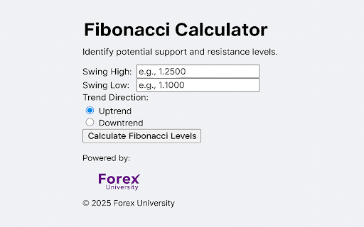 Fibonacci Calculator :: A simple Fibonacci Retracement and Extension Calculator for traders.