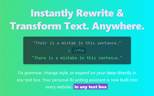 ShortcutAI: AI Transformer & Expander via Keyboard Shortcut or Text Command :: Transform & rewrite text with AI instantly in any input field or page. Trigger by shortcut or hotkey. No clicks, no popups.