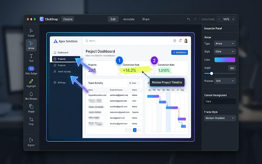 ClickSnap - Full-Page Screenshot & Annotation Studio :: Capture visible screen, full webpage, or custom area with professional stitching, annotations, blur, framing, and instant export.