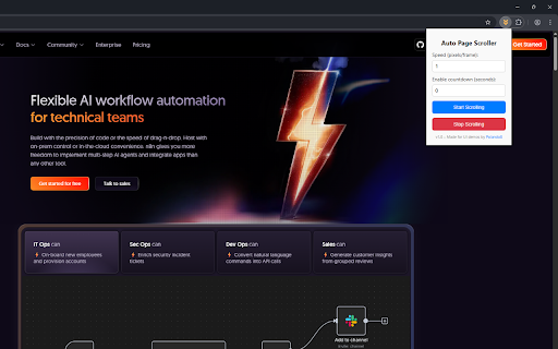 Auto Page Scroller :: Smoothly auto-scroll the page for UI video demos with adjustable speed and countdown. Made by Polando8.