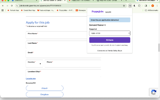 PoppyJobs Autofill :: Autofill Greenhouse job applications with your PoppyJobs profile. You review and submit.