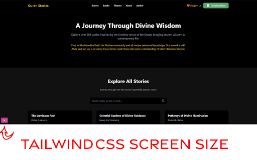TailwindCSS Screen Size Breakpoint Detector :: Shows current Tailwind CSS breakpoint based on screen width. Check extension popup for support options.