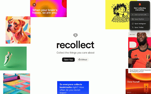 Recollect — Save Anything :: Save any webpage, Instagram post, or tweet to Recollect in one click.