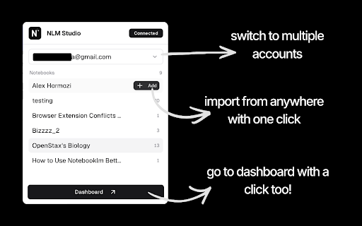 NLM Studio — Power Tools for NotebookLM :: Bulk import sources, manage multiple accounts, and supercharge your NotebookLM workflow. URLs, YouTube, PDFs & more.