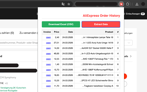 AliExpress Order Exporter :: Export your AliExpress orders with direct invoice links.