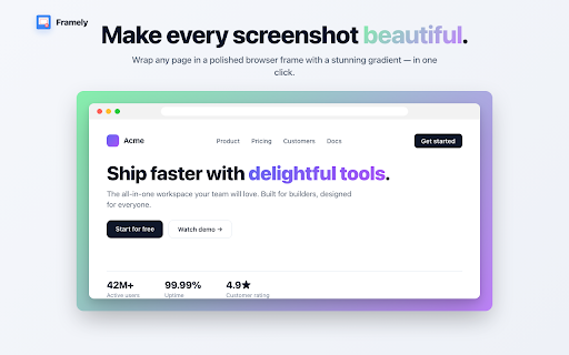 Framely: Stylish Browser Frames :: Framely: Transform screenshots into professional mockups with browser frames. Perfect for product demos and social sharing.