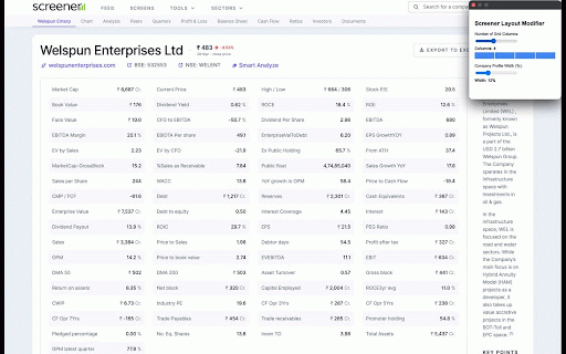 Screener Layout Modifier :: Modifies Screener grid layout and company profile width