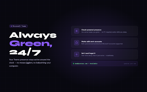 Stay Green On Teams :: Set up Stay Green On Teams in seconds — captures your Microsoft Teams session and hands it off to the app.