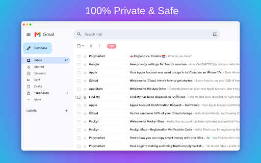 Save Gmail Emails as PDF in Bulk :: Bulk export Gmail to PDF with one click. Safe, secure, and processed 100% locally on your device.