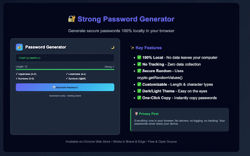 Strong Password Generator :: Generate strong, secure passwords locally.