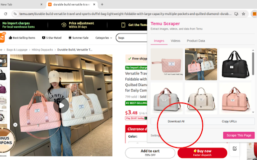 Temari: Temu Image and Video Scraper :: Extract images, videos, and product data from Temu product listings for research purposes