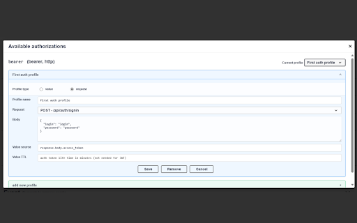 Swagger UI Authorizer :: Browser extension that performs automatic authorization of requests before executing them on Swagger UI pages