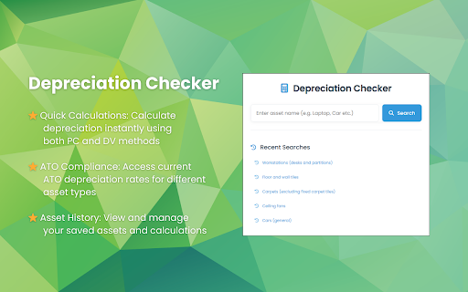 Depreciation Checker :: Check ATO depreciation rates and calculate depreciation using PC and DV methods