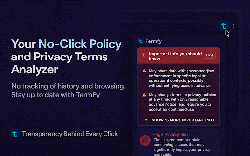 TermFy – Privacy & Policy Summarizer :: Automatically detect, analyze, and summarize legal agreements (Terms of Service, Privacy Policies).