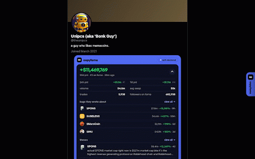 copyfomo — trader PnL on X :: Real 30-day trading PnL from fomo.family under the X accounts of known traders. Independent, not affiliated with fomo.