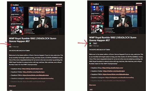 Patreon Video Tracker :: Marks watched Patreon videos with a green check and unwatched ones with a red X.