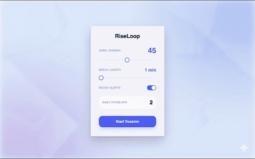 RiseLoop: Stand Up Timer & Break Reminder :: The automatic break timer to fix posture. Reminds you to stand up, stretch, and move with a seamless auto-restart loop.