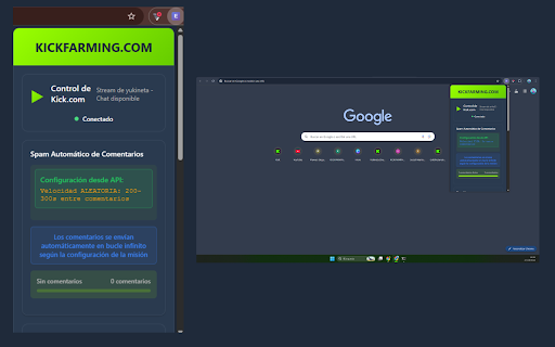 kickfarming.com :: Automatiza mensajes y registra tiempo en Kick.com. Sincroniza con tu cuenta de KickFarming para misiones.