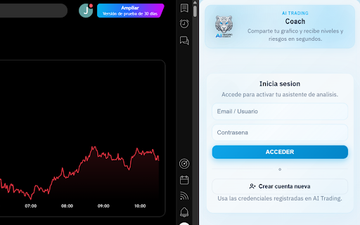 AI Trading Coach :: Panel lateral de AI Trading Coach, tu asistente de trading impulsado por IA.