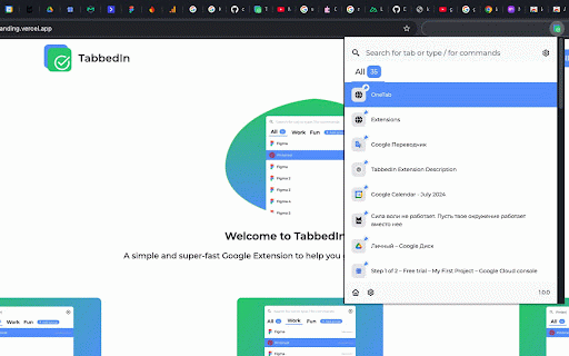 TabbedIn: Tab Manager with Keyboard Shortcuts :: Manage tabs with search, groups & 30+ keyboard shortcuts. Fast, simple, free. Perfect for students, developers & power users.