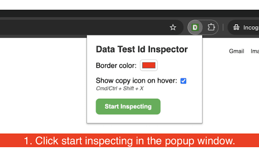 Data Test Id Inspector :: This extension helps you to inspect the 'data-test-id' attribute of the elements on the page.