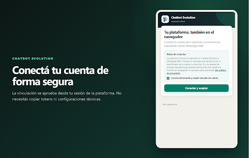Chatbot Evolution :: Conecta Chatbot Evolution con WhatsApp Web para responder conversaciones individuales desde la plataforma.